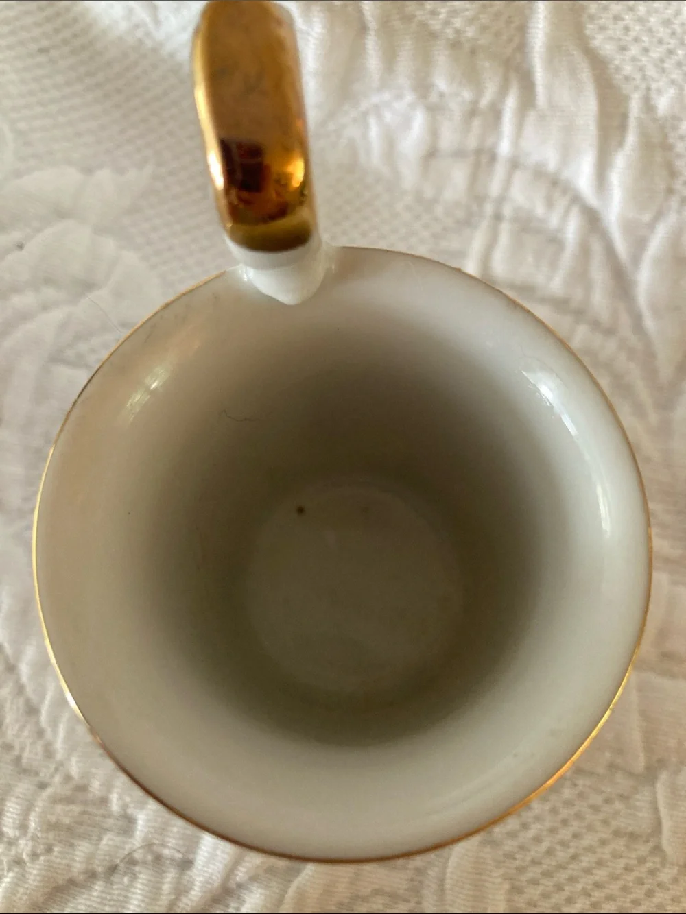 Porcelain Floral Footed Creamer in White with Gold Trim